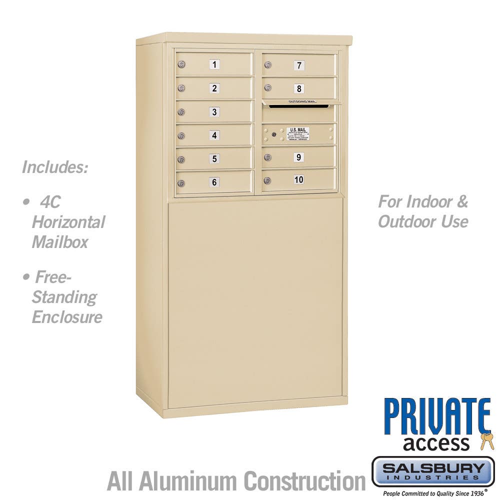 Salsbury 3906 Free-Standing 4C Horizontal Mailbox Unit - 6 Door High Unit (51-3/4") - Front Loading