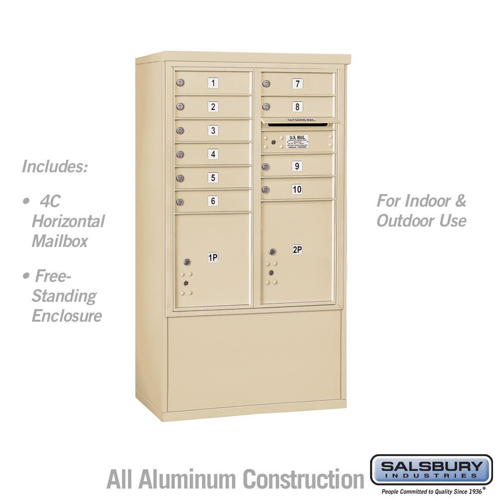 Salsbury 3910 Salsbury Free-Standing 4C Horizontal Mailbox Unit - 10 Door High Unit (52-3/4") - Front Loading