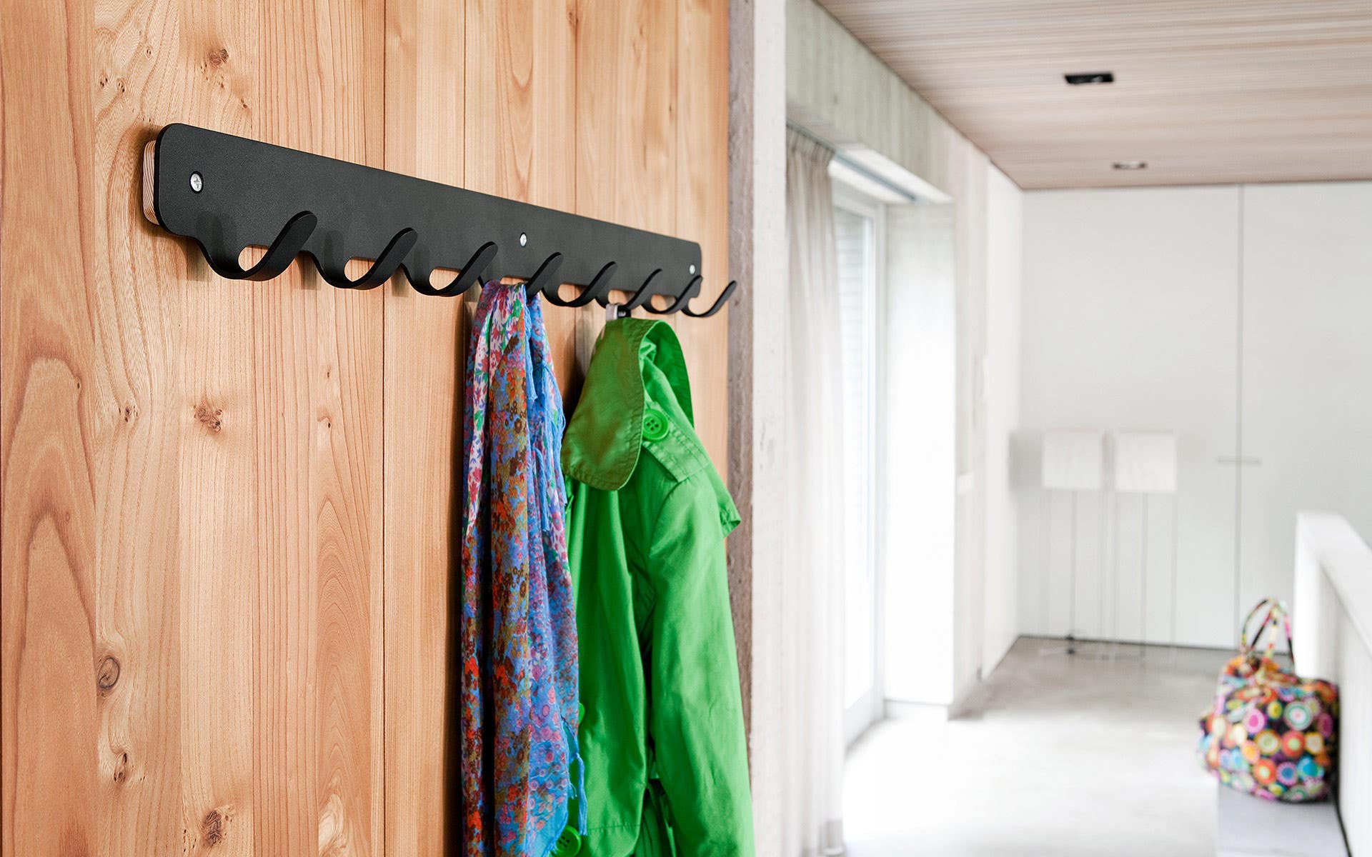 Magnuson NOMIS Painted Metal Hook Strip W/ Integrated Hooks And Wood Mounting Backplate