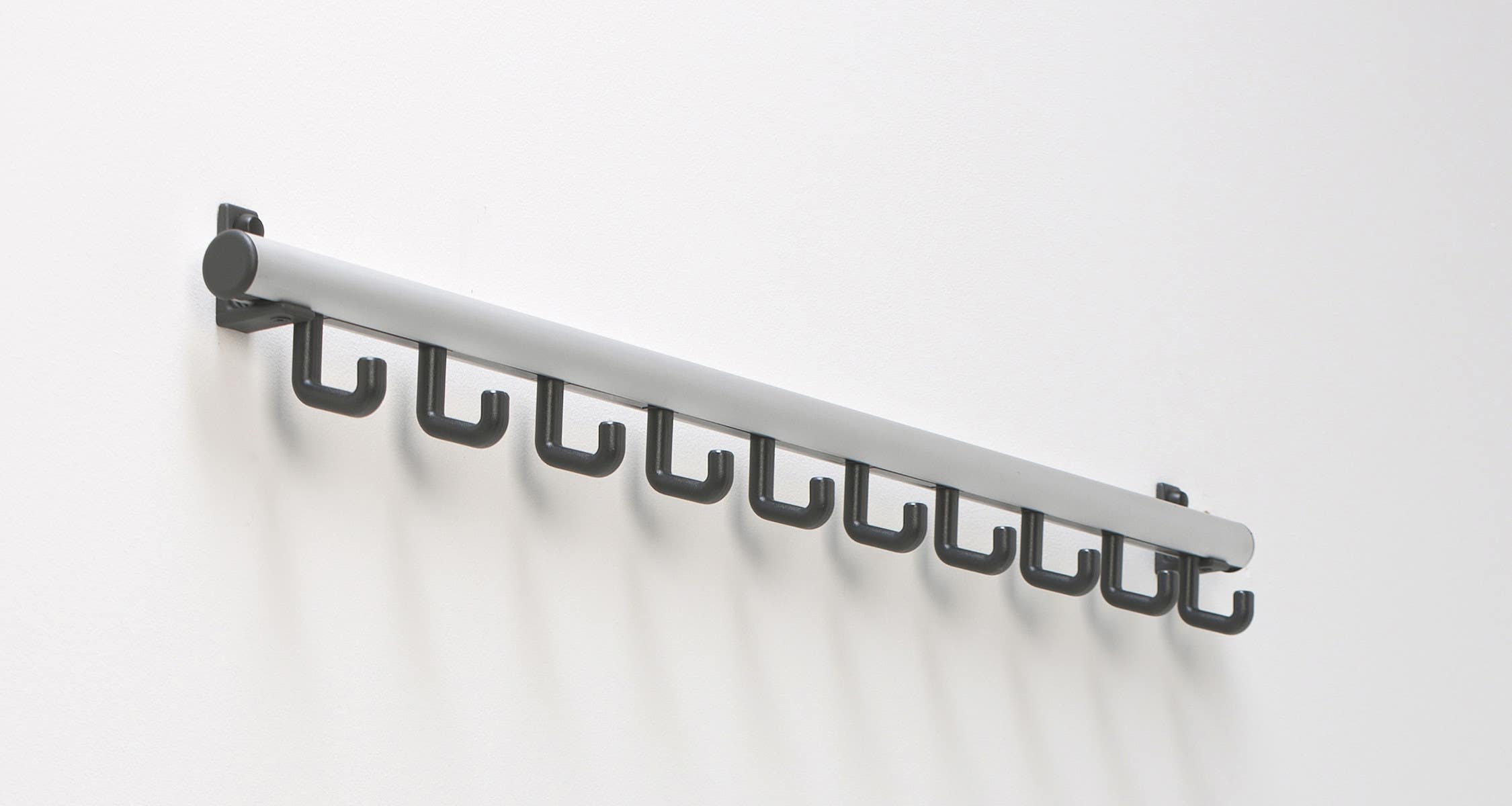 Magnuson T-H Tertio H Round Hook Rail, Finish-Anodized Aluminum Strip, Dark Grey Support