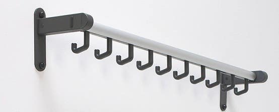 Magnuson T-HA Tertio Hook Rail, Finish-Anodized Aluminum Strip, Dark Grey Support