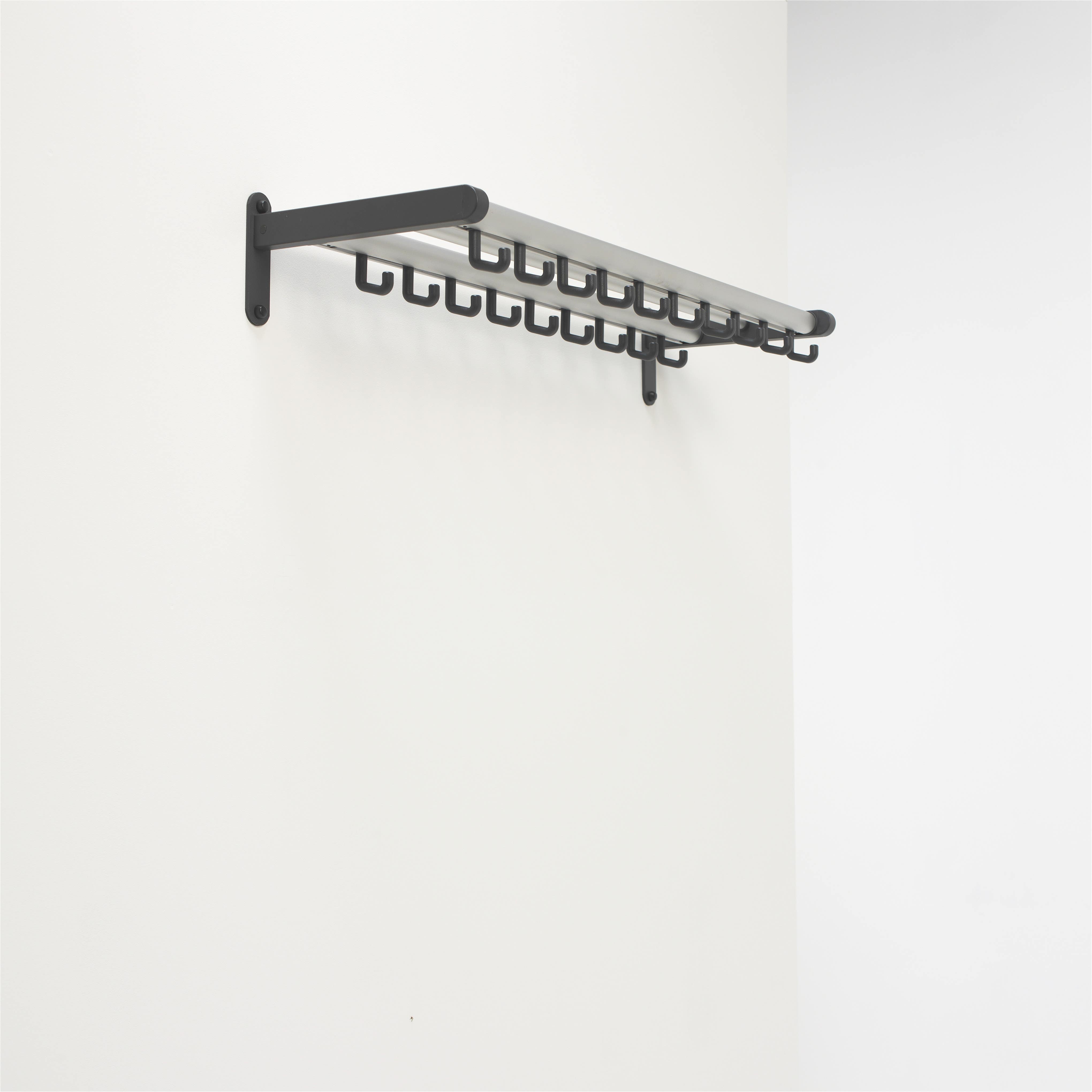 Magnuson T-W2 Tertio Hook Style Wall Rack, Finish-Dark Grey W/ Satin Aluminum