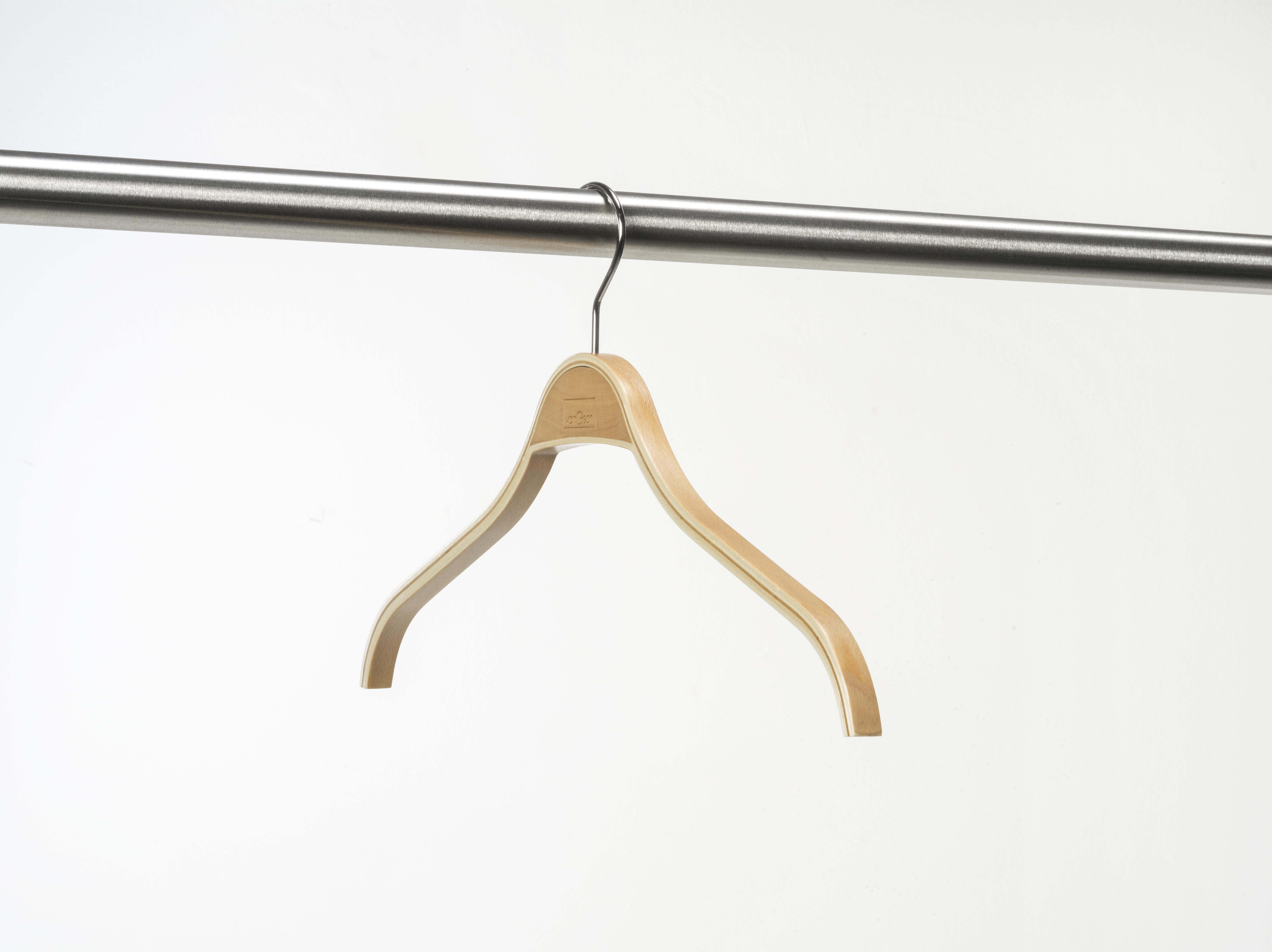 Magnuson BASIC Laminated Beech Veneer Coat Hanger W/ Chrome Hook, Finish-Laminated Beech