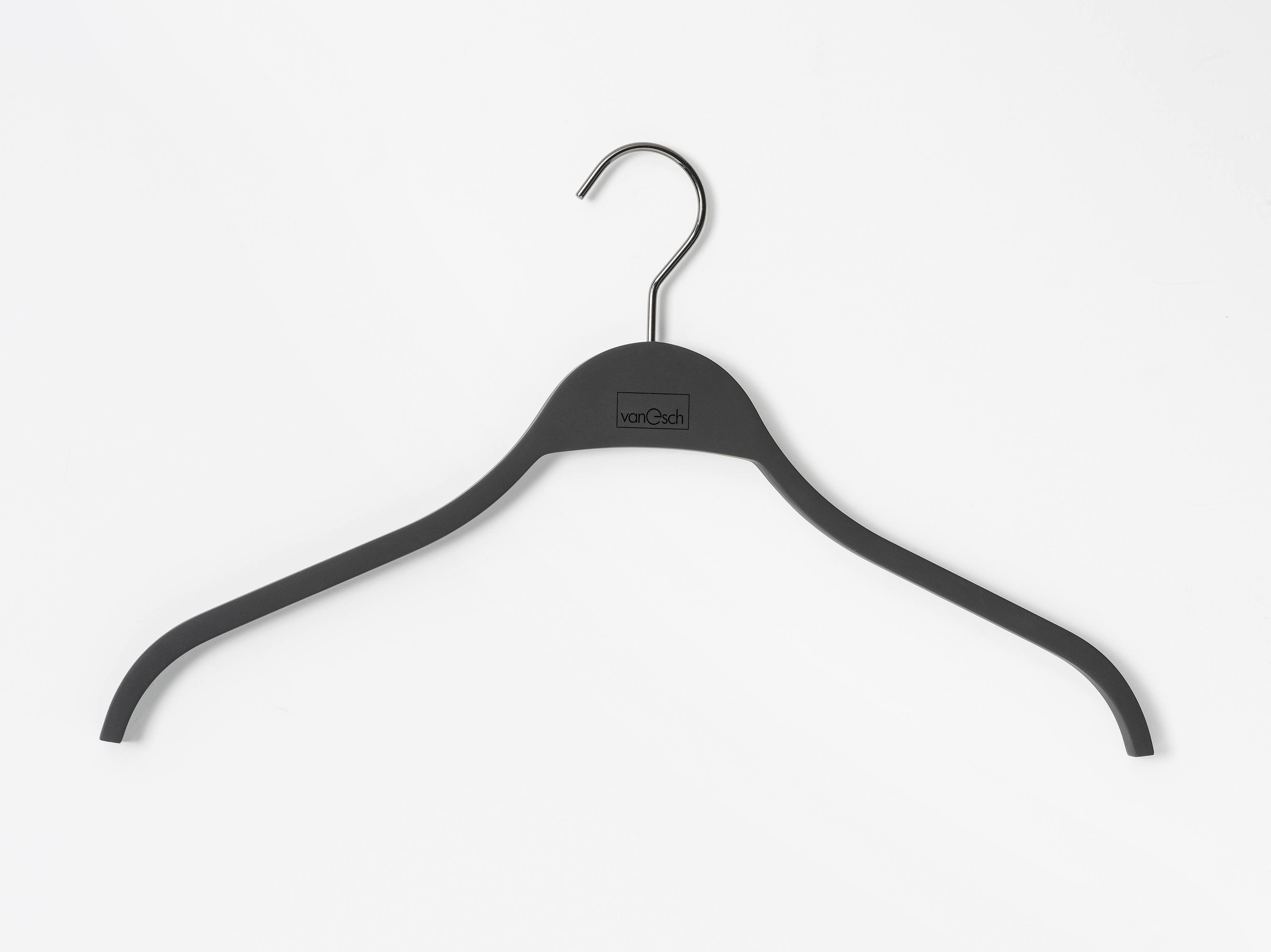 Magnuson GRIP Beech Coat Hanger W/ Black Rubber Coating, Finish-Black