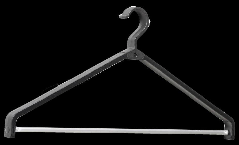 Magnuson UNI-20 Universum Plastic Coat Hanger, Finish-Black W/ Silver Aluminum Trouser Bar