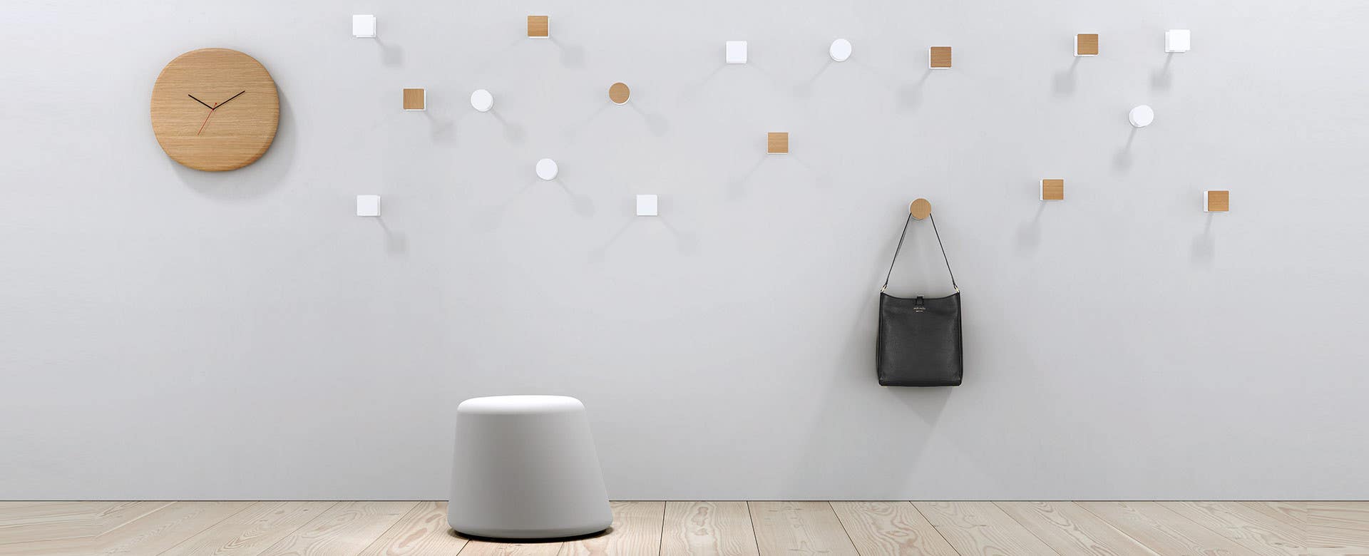 Magnuson POINTO-10W Round Epoxy Coated Steel Coat Hook W/ Laminated Matte Oak Front Plate