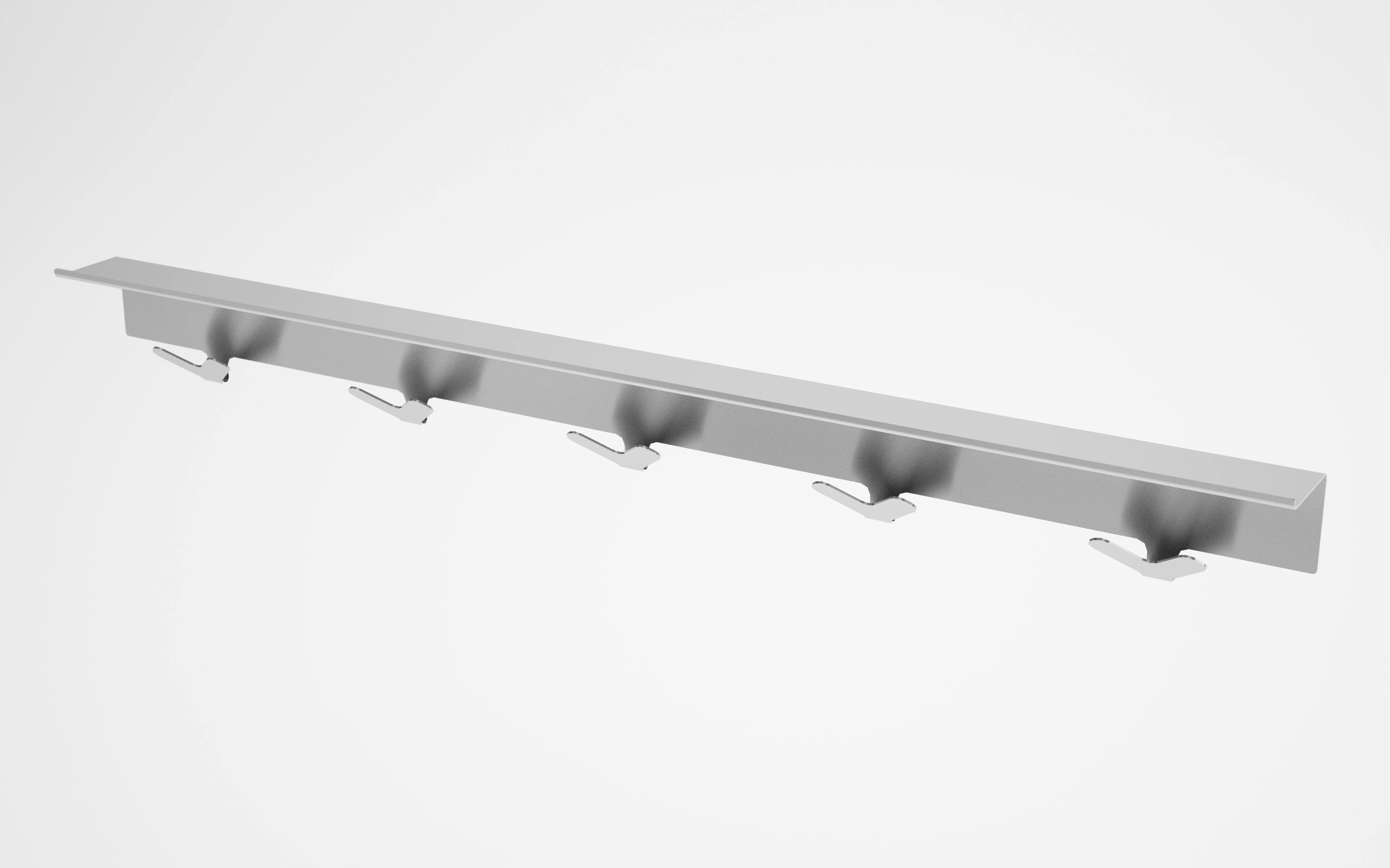 Magnuson STAL-5-SS Wall Mounted Hook Strip, Satin Stainless W/ Clear Coat, Width-50"