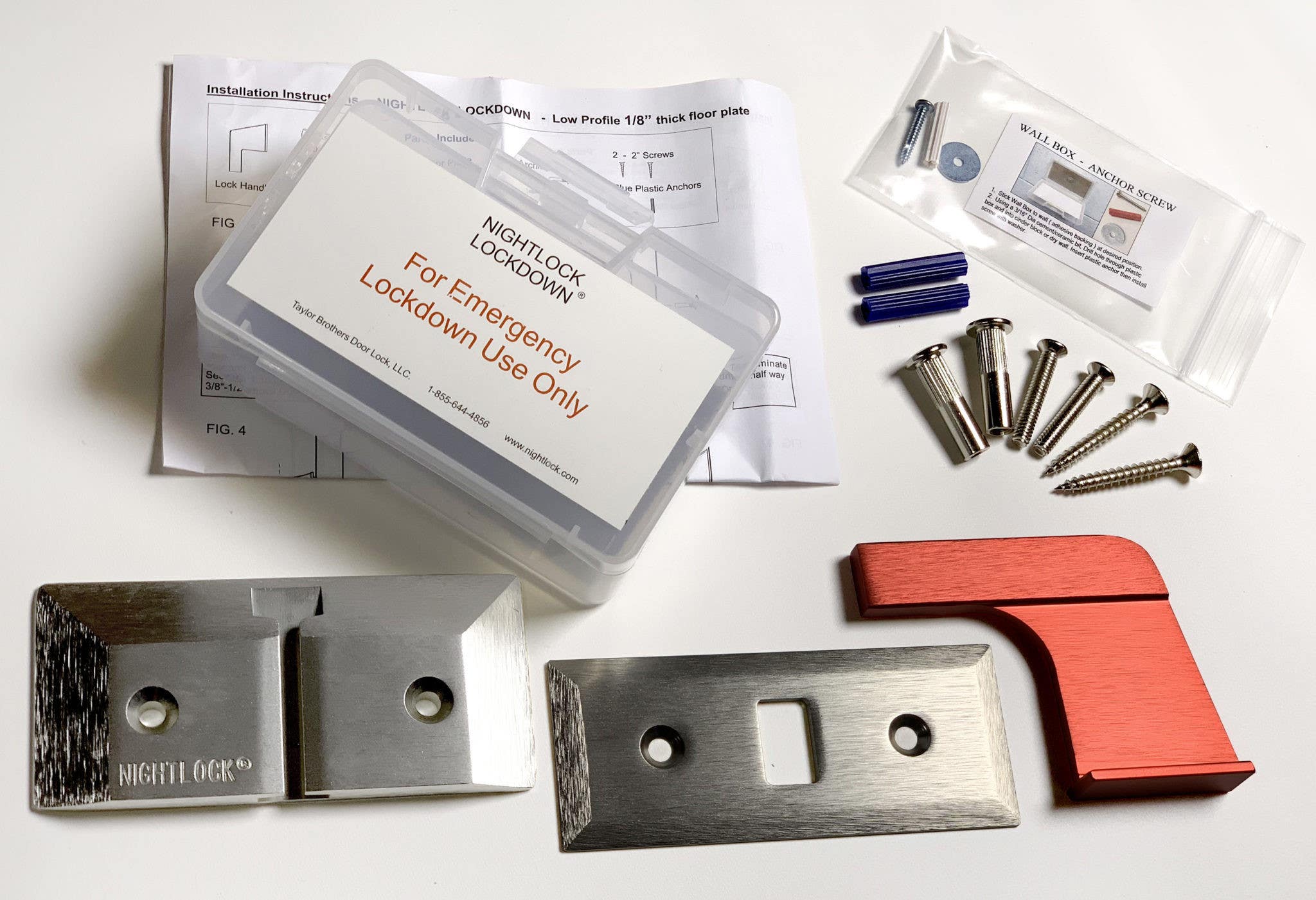 NightLock 1600 Commercial Lockdown Active Shooter Door Barricade Brushed Nickel