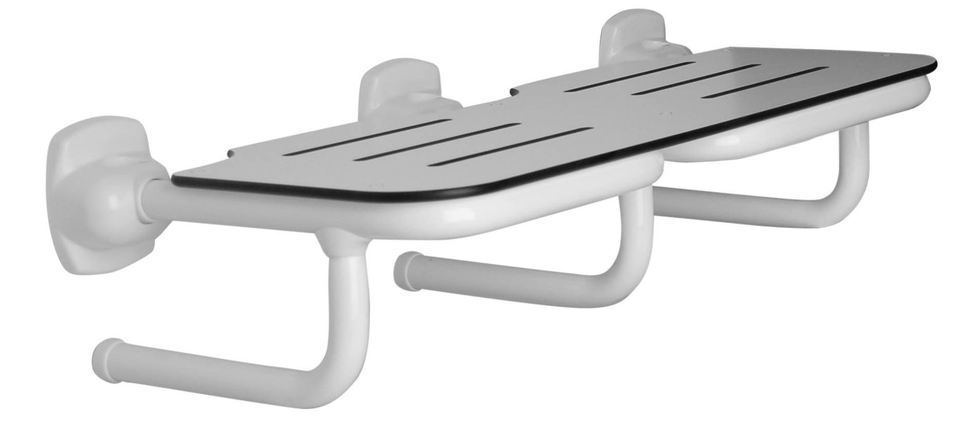 Ponte Giulio G25JDS22W1 Rectangular Folding Shower Seat, White HPL Phenolic Top, ADA