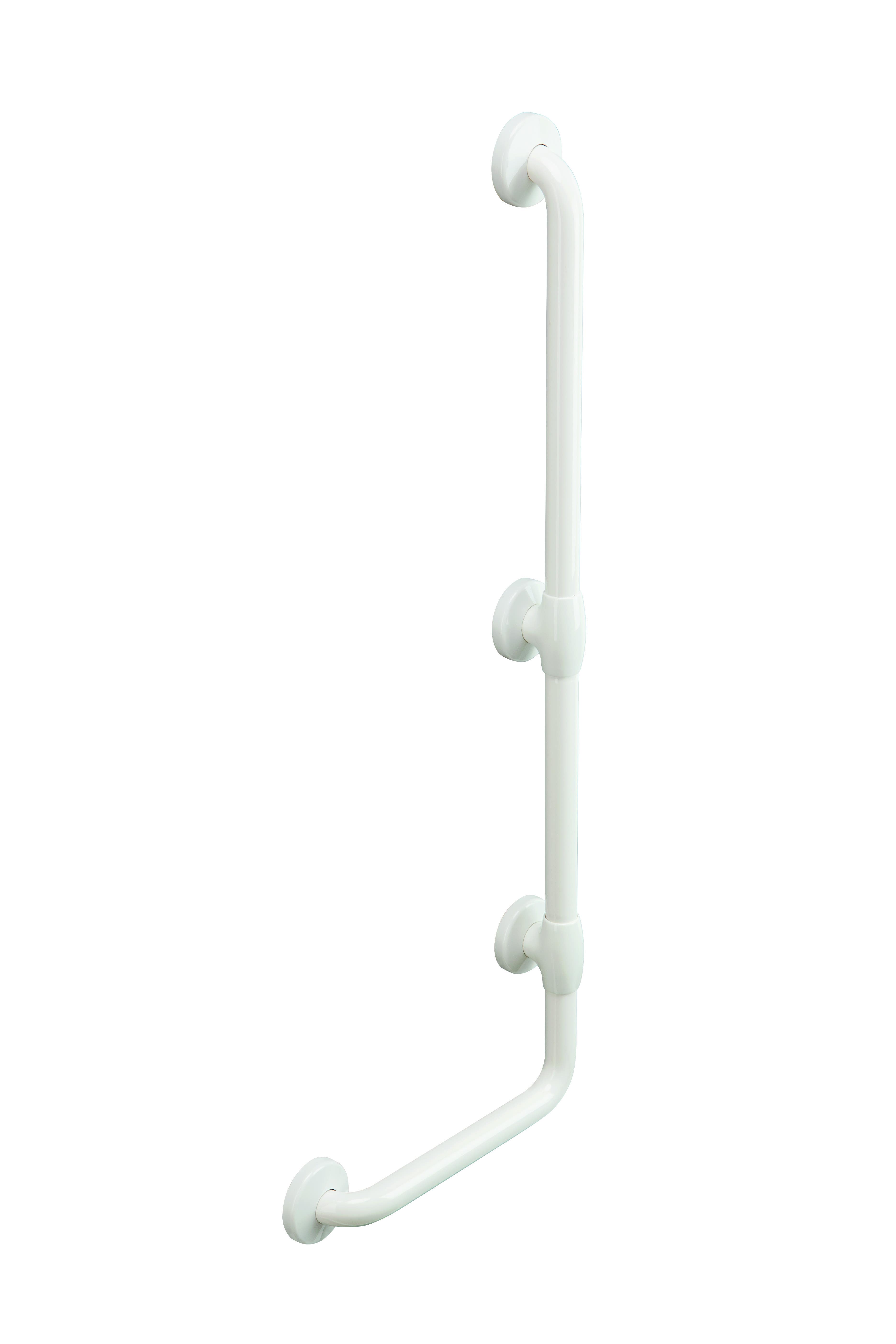 Ponte Giulio G02JB Bariatric L-Shaped Grab Bar, w/ 4 Flanges, Vinyl Coated, ADA, Finish-White