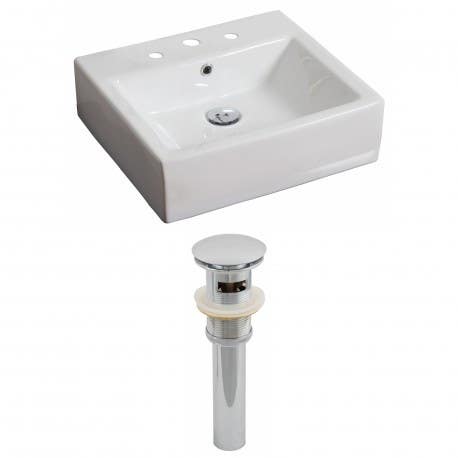 American Imaginations AI-1480 Rectangle Vessel Set In White Color And Drain