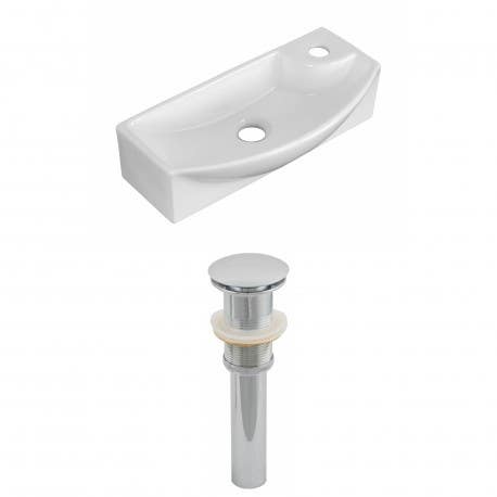 American Imaginations AI-1486 Rectangle Vessel Set In White Color And Drain