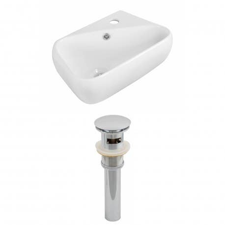 American Imaginations AI-148 Single Hole Rectangle Vessel Set In White Color And Drain