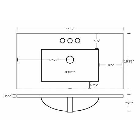 American Imaginations AI-1552 Modern Ceramic Top Set In White Color And Drain