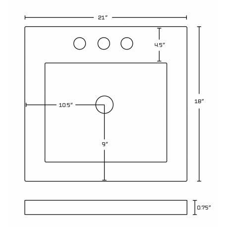 American Imaginations AI-155 Rectangle Ceramic Top Set In White Color And Drain