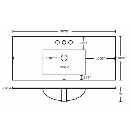 American Imaginations AI-1555 Ceramic Top Set In White Color And Drain