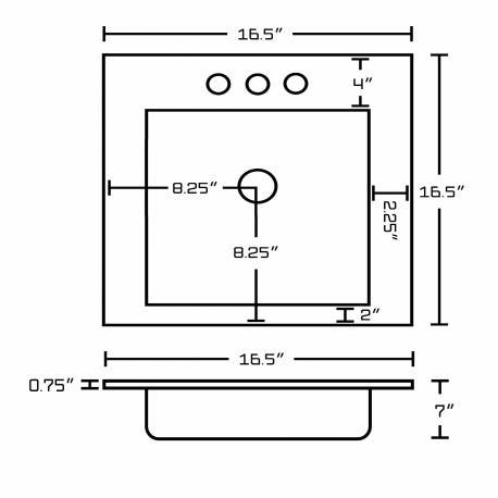 American Imaginations AI-1556 Ceramic Top Set In White Color And Drain