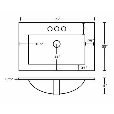 American Imaginations AI-155 Flair Series Ceramic Top Set In White Color And Drain
