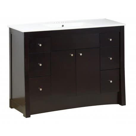 American Imaginations AI-166 Rectangle Birch Wood-Veneer Vanity Set In Distressed Antique Walnut