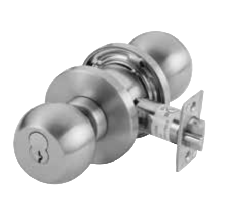 PDQ SX Series Grade 1 Heavy Duty CQ Ball Knob Cylindrical Lock, Satin Stainless Steel