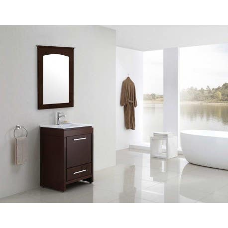 American Imaginations AI-1743 Modern Plywood-Veneer Wood Mirror In Walnut