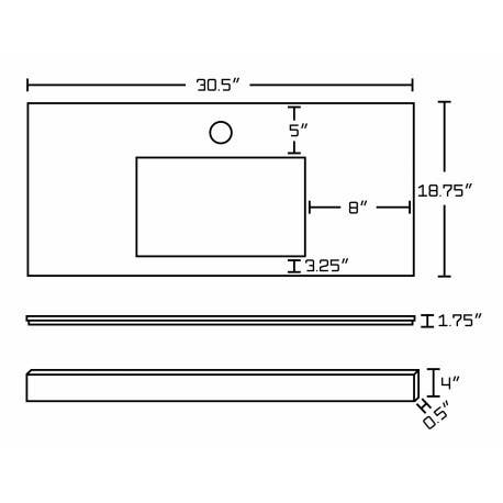 American imaginations AI-1743 Quartz Top In Black Galaxy Color For Single Hole Faucet