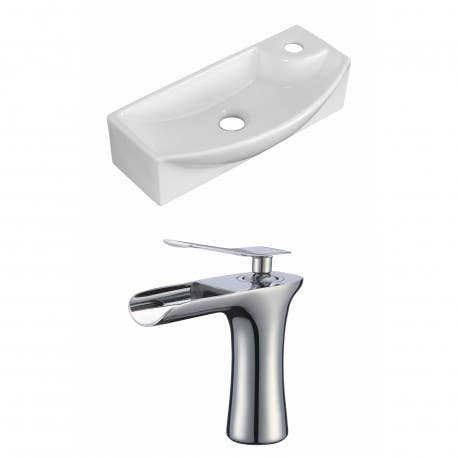 American Imaginations AI-1790 Rectangle Vessel Set In White Color With Single Hole CUPC Faucet