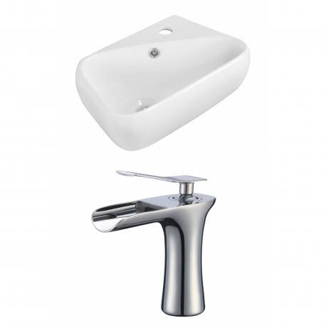 American Imaginations AI-1791 Rectangle Vessel Set In White Color Faucet