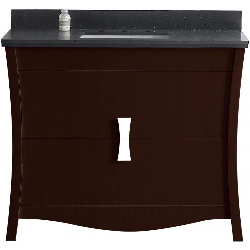 American Imaginations AI-1825 Birch Wood-Veneer Vanity Set In Coffee, Shape- Rectangle, Finish- Lacquer-Stain