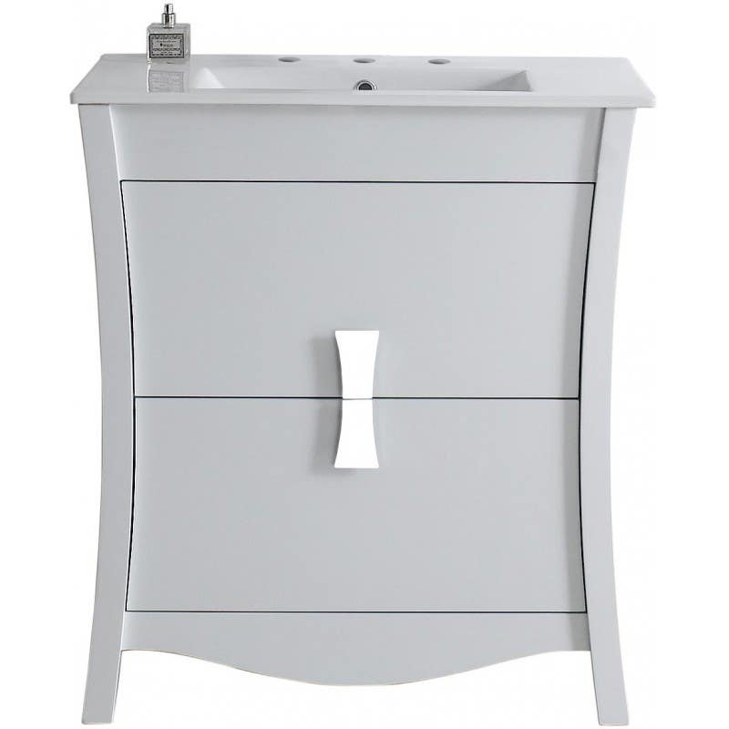 American Imaginations AI-1828 Rectangle Birch Wood-Veneer Vanity, Color- White