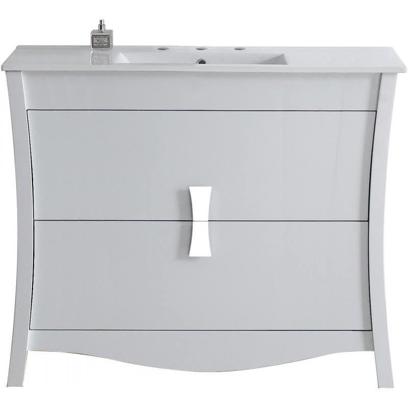 American Imaginations AI-1831 Birch Wood-Veneer Vanity Set In White