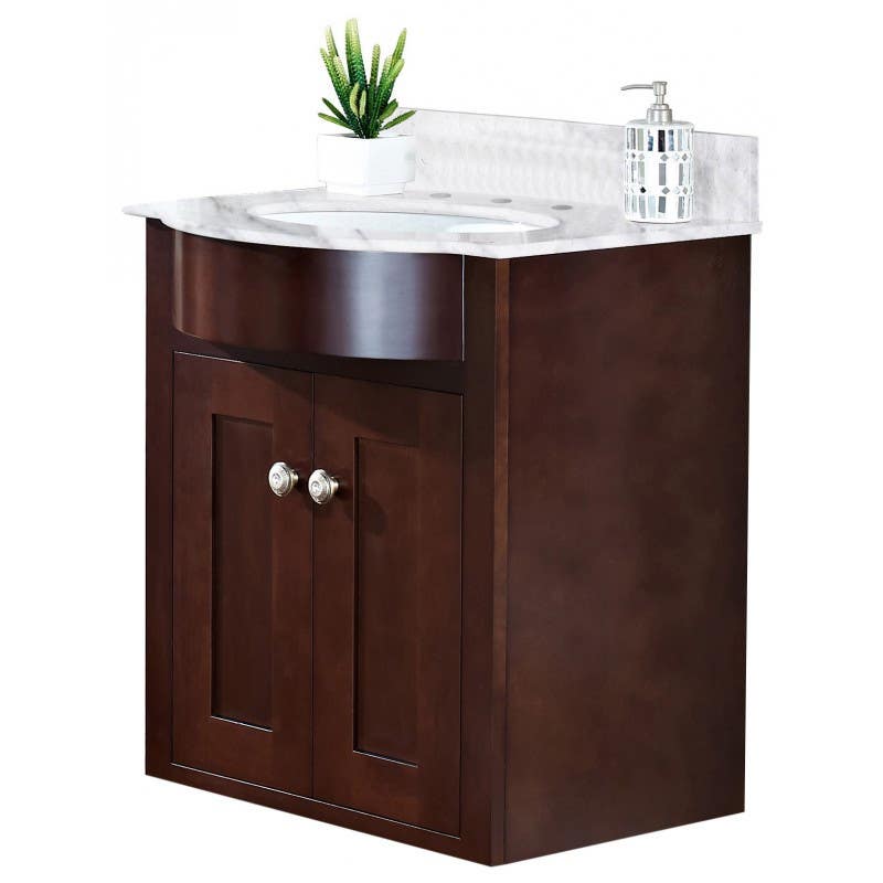 American Imaginations AI-183 Birch Wood-Veneer Vanity Set In Coffee