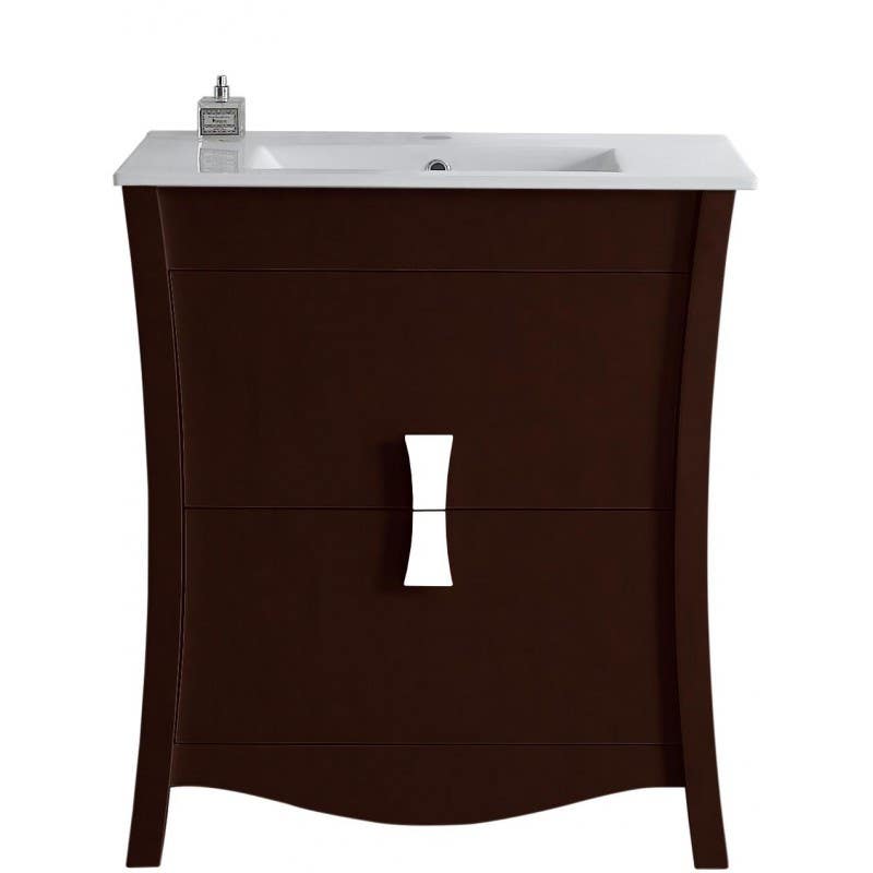 American Imaginations AI-182 Birch Wood-Veneer Vanity Set In Coffee