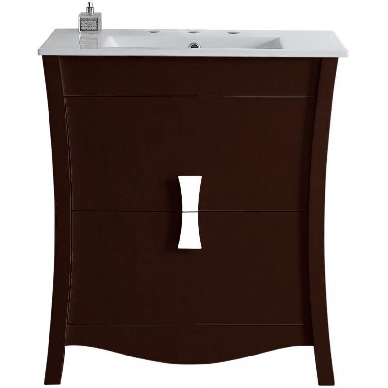 American Imaginations AI-182 Rectangle Birch Wood-Veneer Vanity Set In Coffee