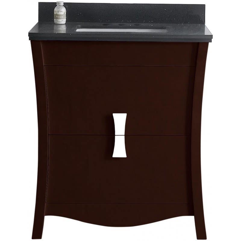 American Imaginations AI-1822 Rectangle Birch Wood-Veneer Vanity Set In Coffee