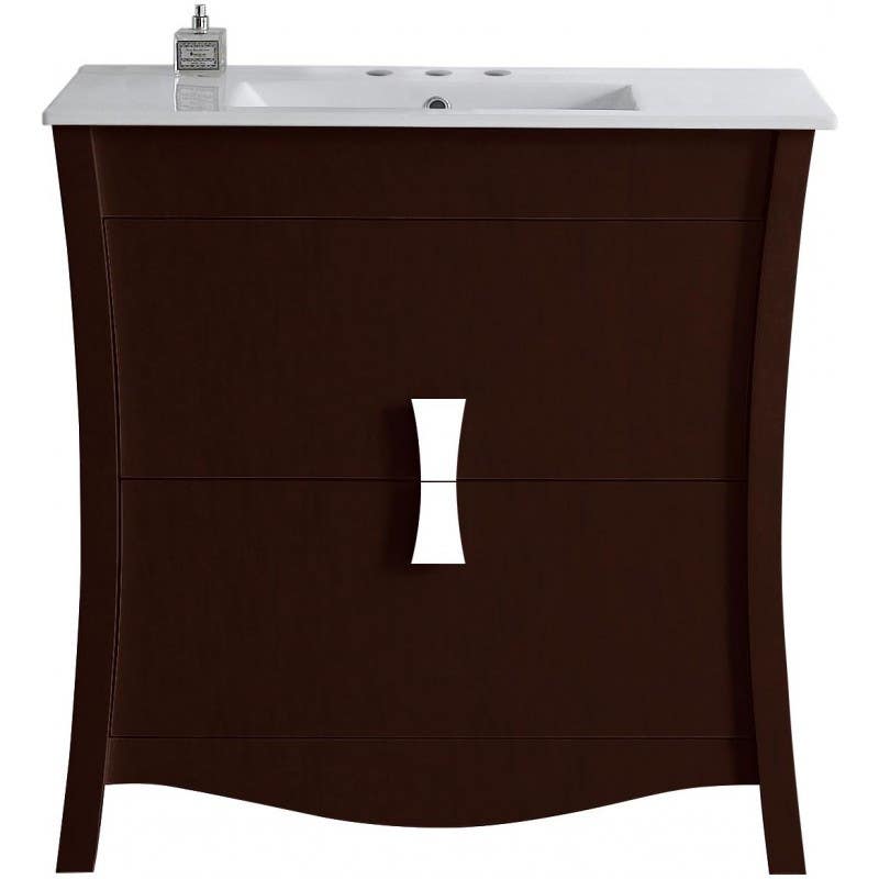American Imaginations AI-1823 Rectangle Birch Wood-Veneer Vanity Set In Coffee