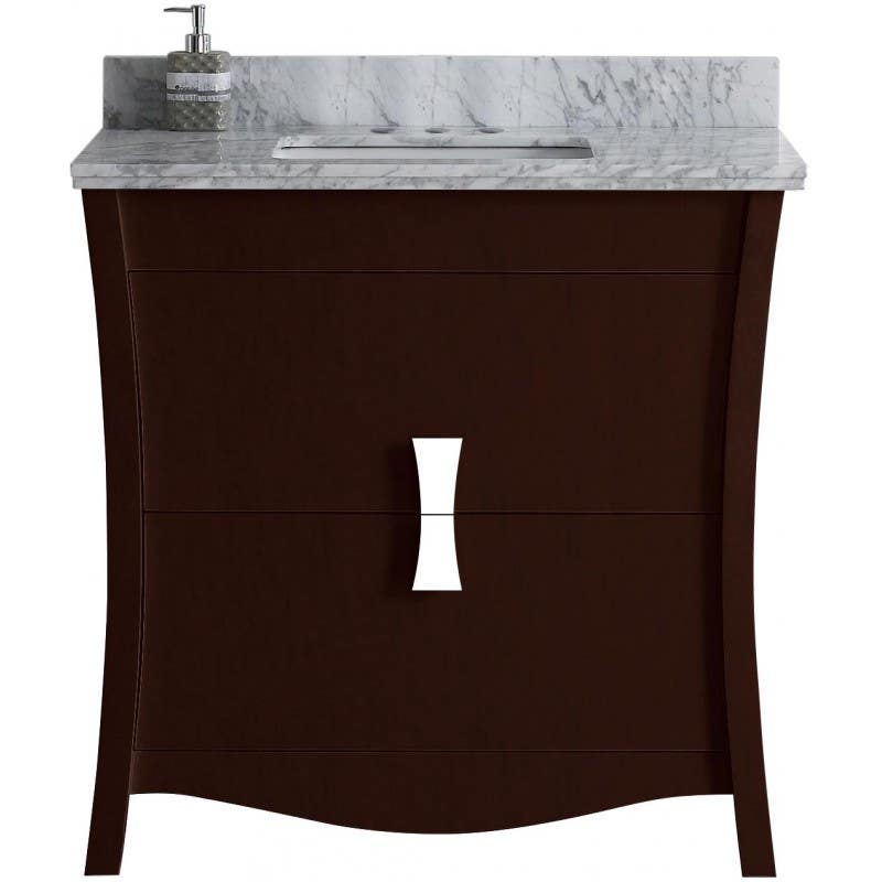 American imaginations AI-1824 Rectangle Birch Wood-Veneer Vanity Set In Coffee