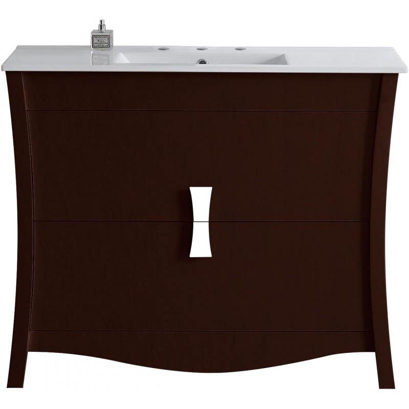 American Imaginations AI-1824 Birch Wood-Veneer Vanity Set In Coffee, Lacquer-Stain