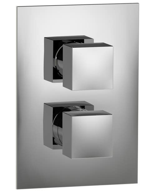 Rain Therapy PS 3011-QT/T/R In Wall Thermostatic 3/4" Valve w/ Shut-Off & Filters, Square Knob, 2 Control