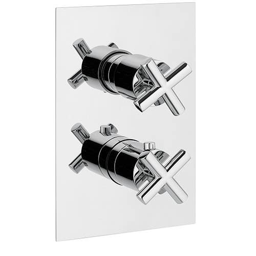 Rain Therapy PS OM-30J1XT/X/R In Wall Thermostatic 3/4" Valve w/ 2 Way Diverter + Share Port, Cross Handle, 2 Control