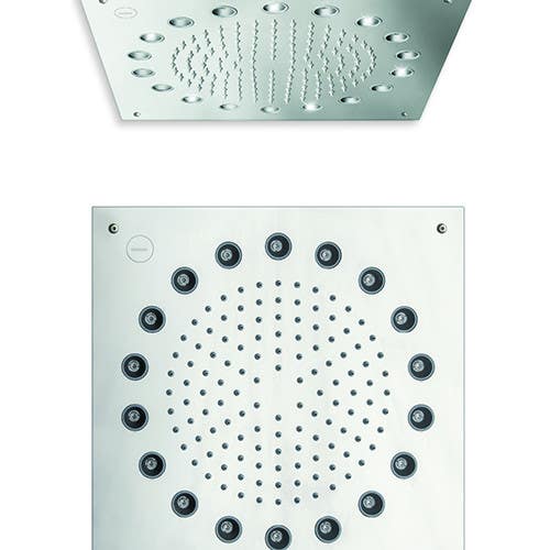 Rain Therapy PS SQ-PD390-01 20" Square Ceiling Shower Head w/ Chromatherapy LED Light, Polished Chrome
