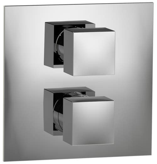 Rain Therapy PS 30J1-QT/Q/R In Wall Thermostatic 3/4" Valve w/ Shut-Off & Filters, Square Knob, 2 Control