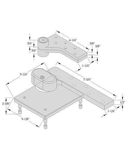ABH Hardware L0117 Pivot, 3/4" Offset, For Use on Lead-lined Door