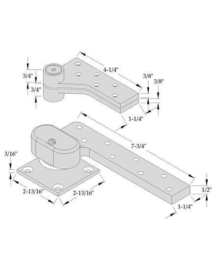 ABH Hardware L0147 Pivot, 3/4" Offset, For Use on Lead-lined Door