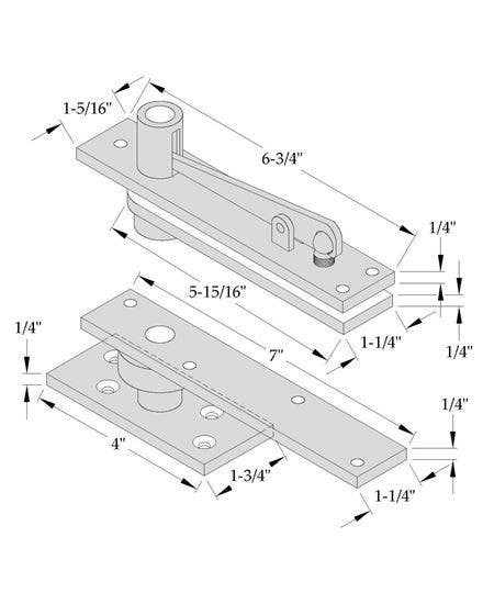 ABH Hardware 0370 Center Hung Pivot Set (Non-Handed)