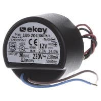 Ekey 100204 PS OM 230 VAC/12 VDC/2 A Power Supply outlet Mounted
