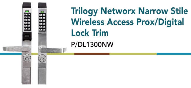 Alarm Lock PDL1300NW Networx Prox Narrow Stile Lock w/ Lever Trim For Adams Rite 4500, 4700, 4900 Deadlatch