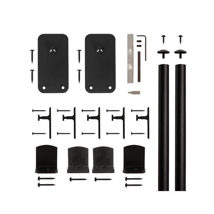 Custom Service Hardware QG.1310.EBR.08-6S Basic Rectangle Black Rolling Door Hardware Kit