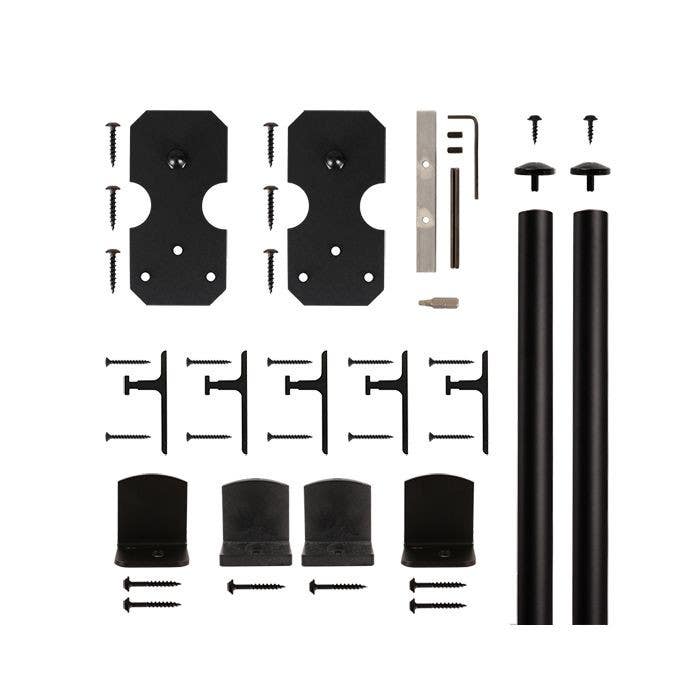 Custom Service Hardware QG.1310.ENR.08-6S Notched Rectangle Black Rolling Door Hardware Kit