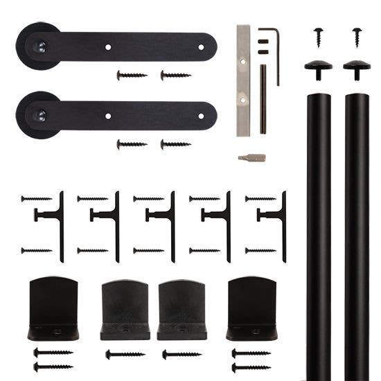 Custom Service Hardware QG.1310.EST.08-6S Stick Black Rolling Door Hardware Kit